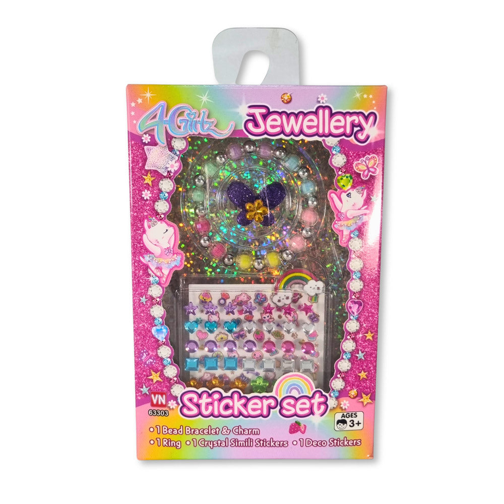 4Girlz Stick-on Jewellery, ring & Bracelet Set, in packaging
