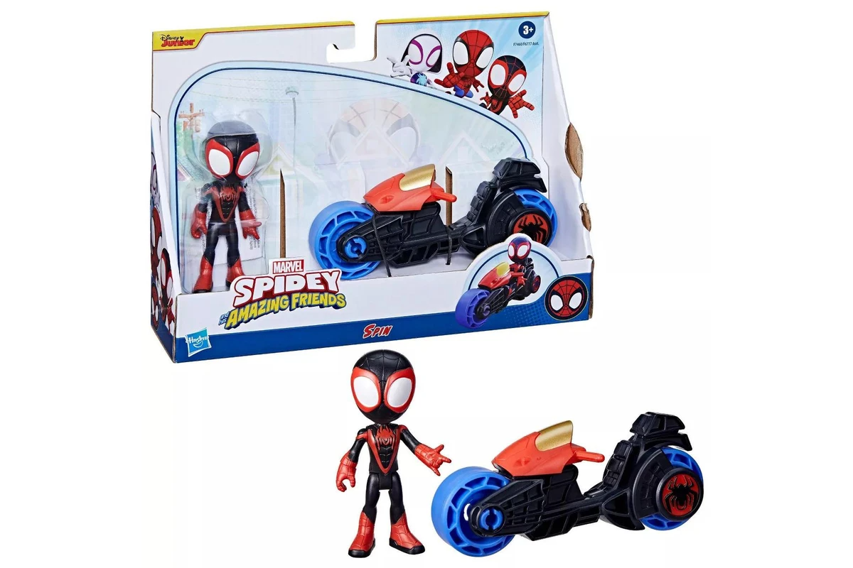 Marvel Spidey and His Amazing Friends Miles Morales Spin Motorcycle and Figure