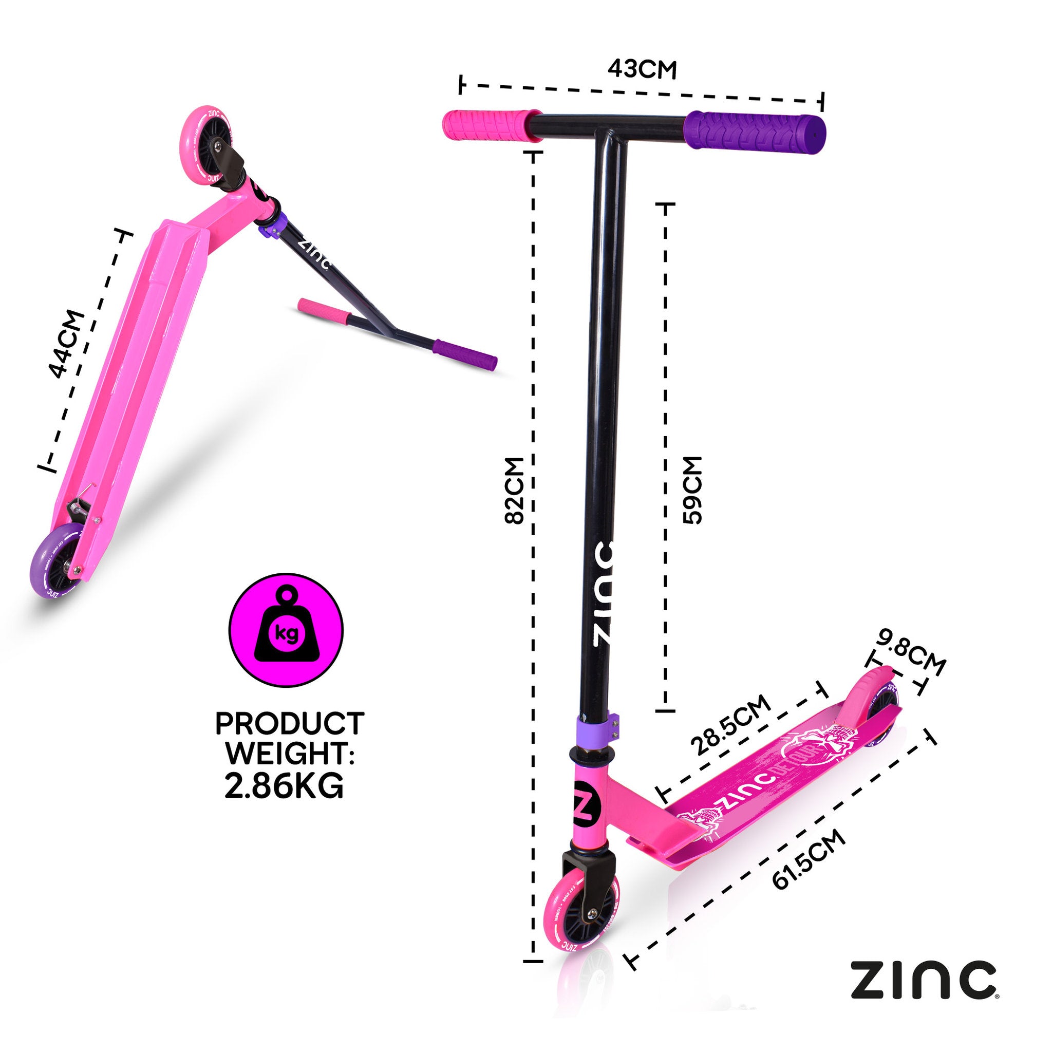 Zinc Detour 2.0 Stunt Scooter - Pink