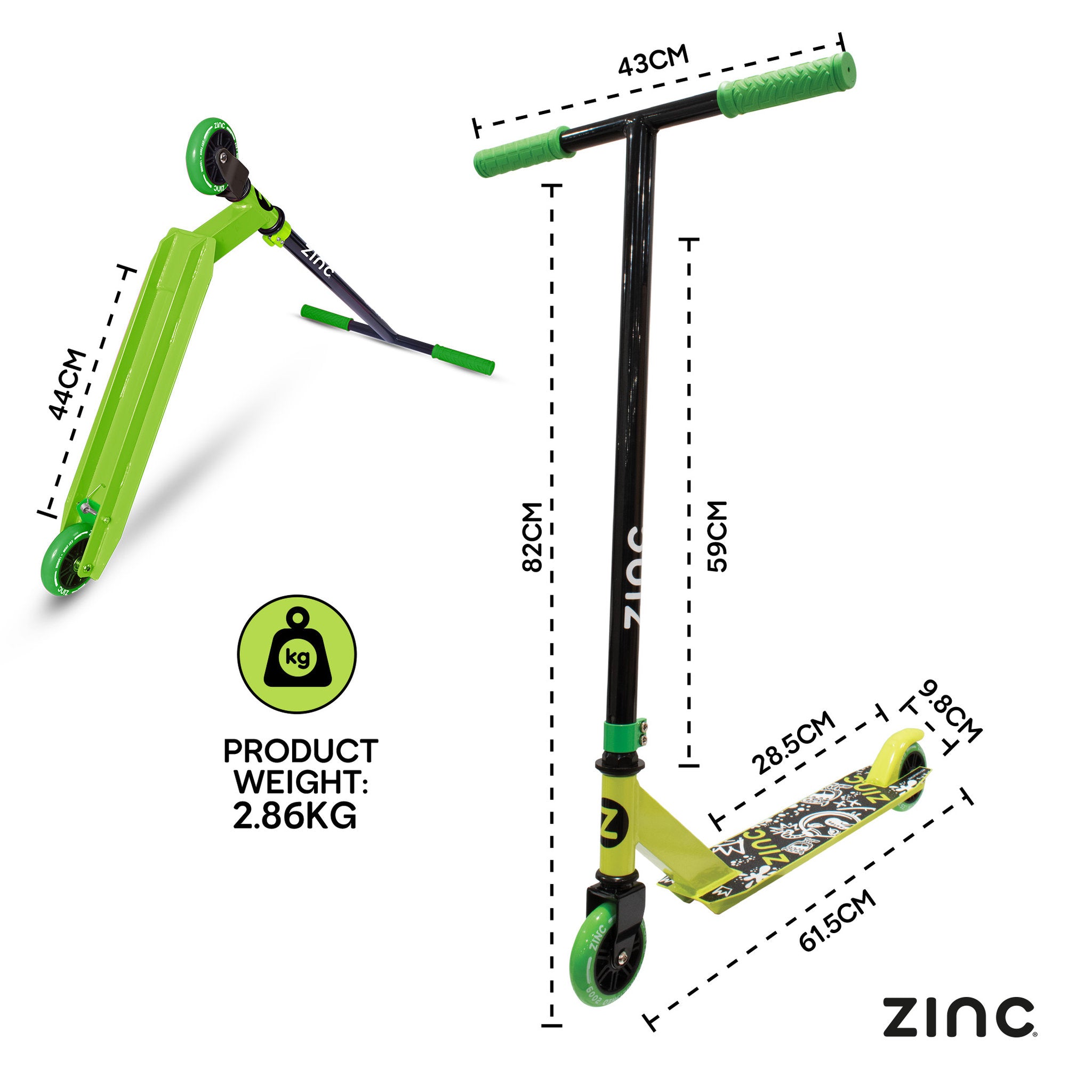 Zinc Detour 2.0 Stunt Scooter - Green