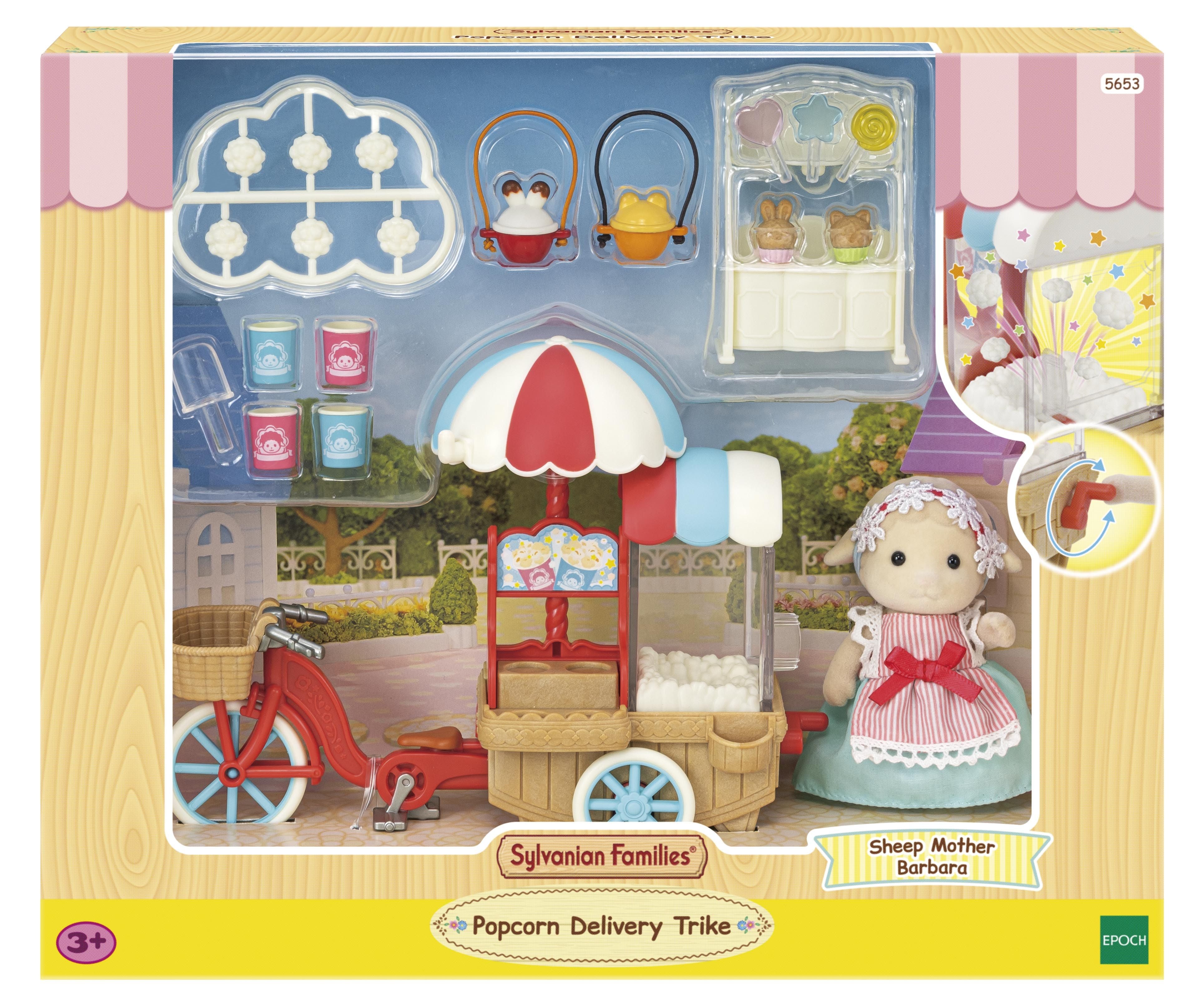 Sylvanian Families Popcorn Delivery Trike With Sheep Mother Barbara