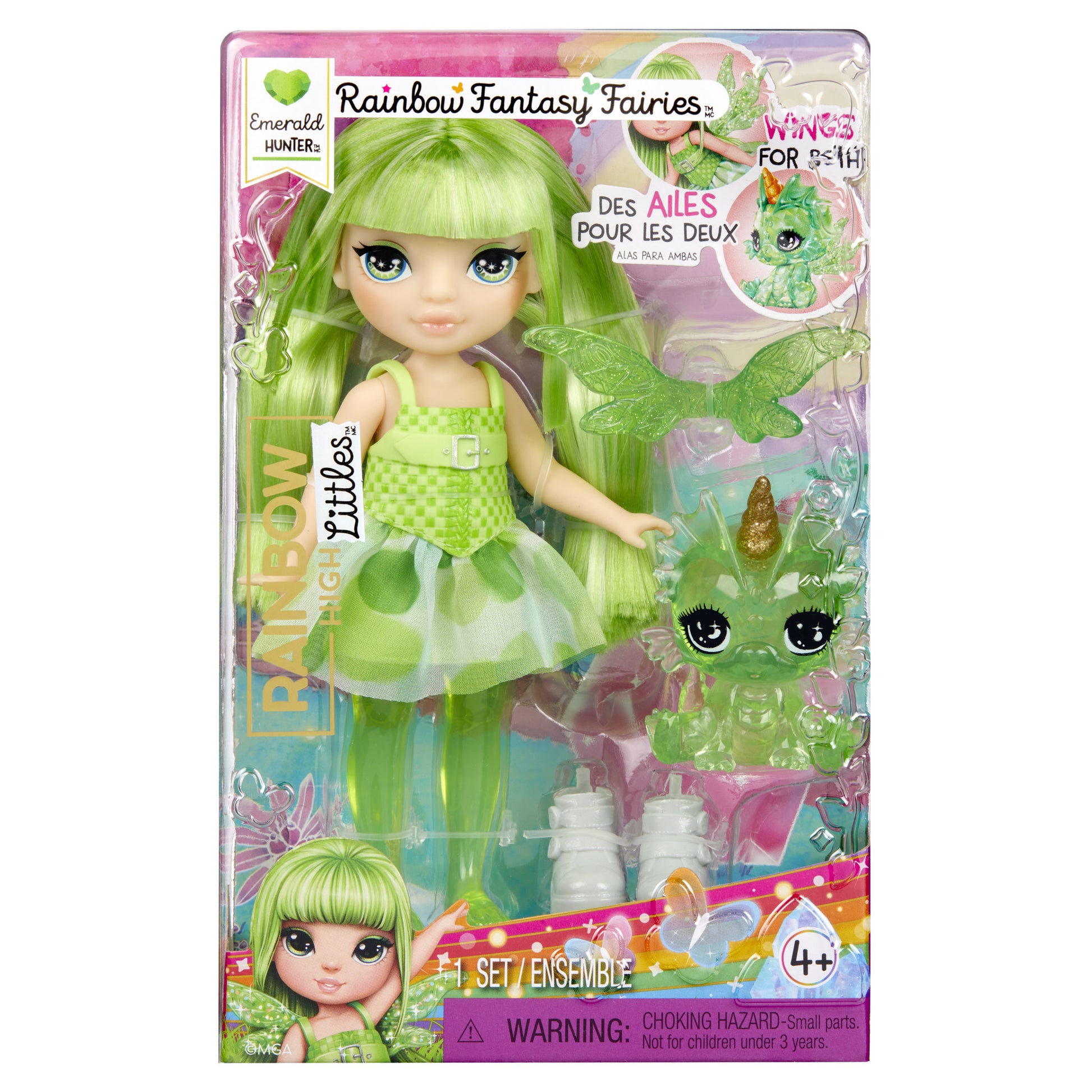 Rainbow High Littles Rainbow Fantasy Fairies Doll & Pet - Emerald - Toyworld NZ