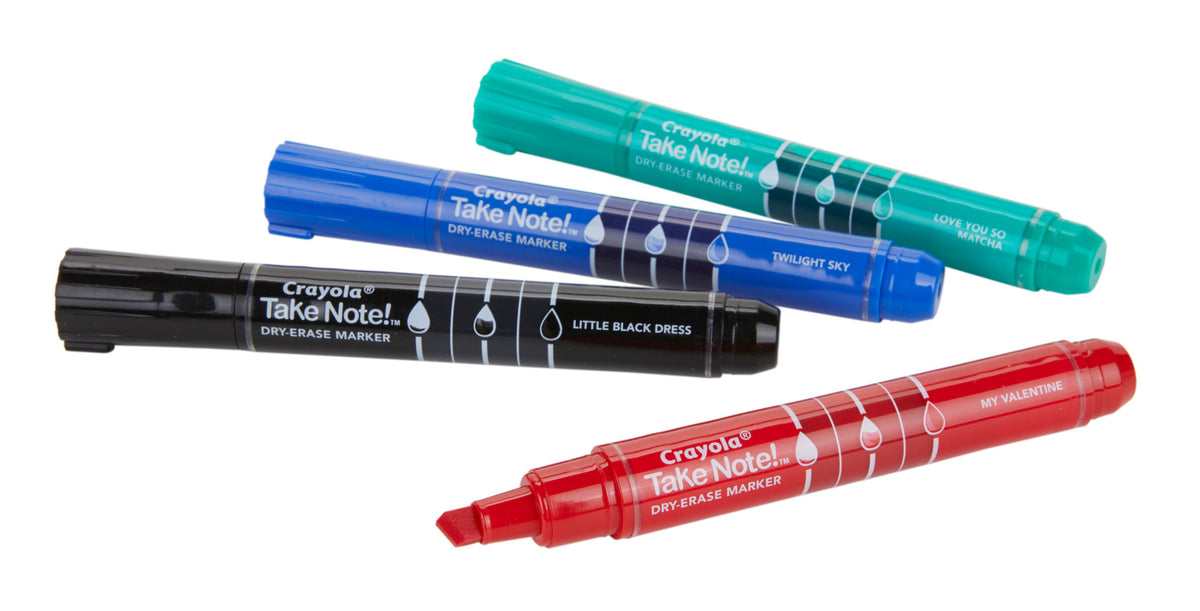 Crayola Take Note! Chisel Tip Whiteboard Markers 4 Pack - Toyworld NZ