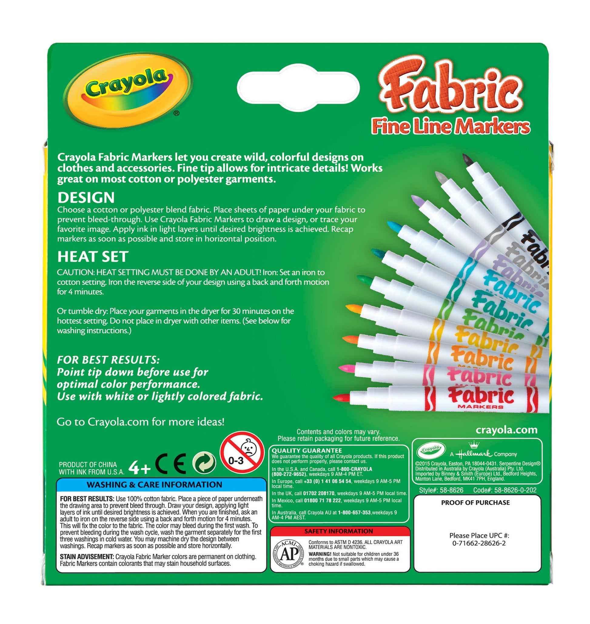 Crayola Fine Line Fabric Markers 10 Pack - Toyworld NZ