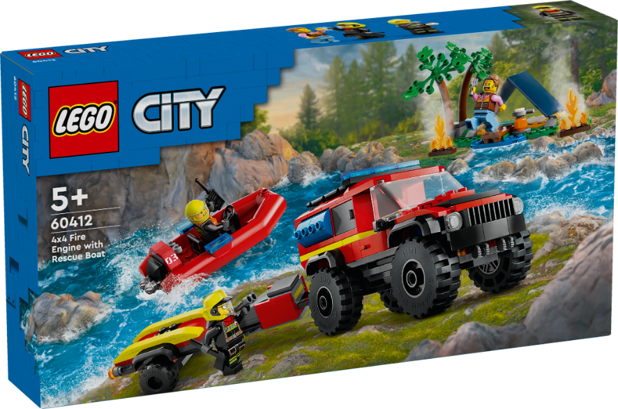 LEGO 60412 City 4X4 Fire Truck With Rescue Boat