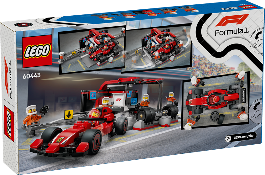 LEGO 60443 City F1 Pit Stop & Pit Crew with Ferrari Car