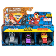 Monster Jam Mini Marvel 3 Pack Bundle - Thor, Black Panther & Iron Man