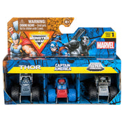 Monster Jam Mini Marvel 3 Pack Bundle - Thor, Captain America & War Machine