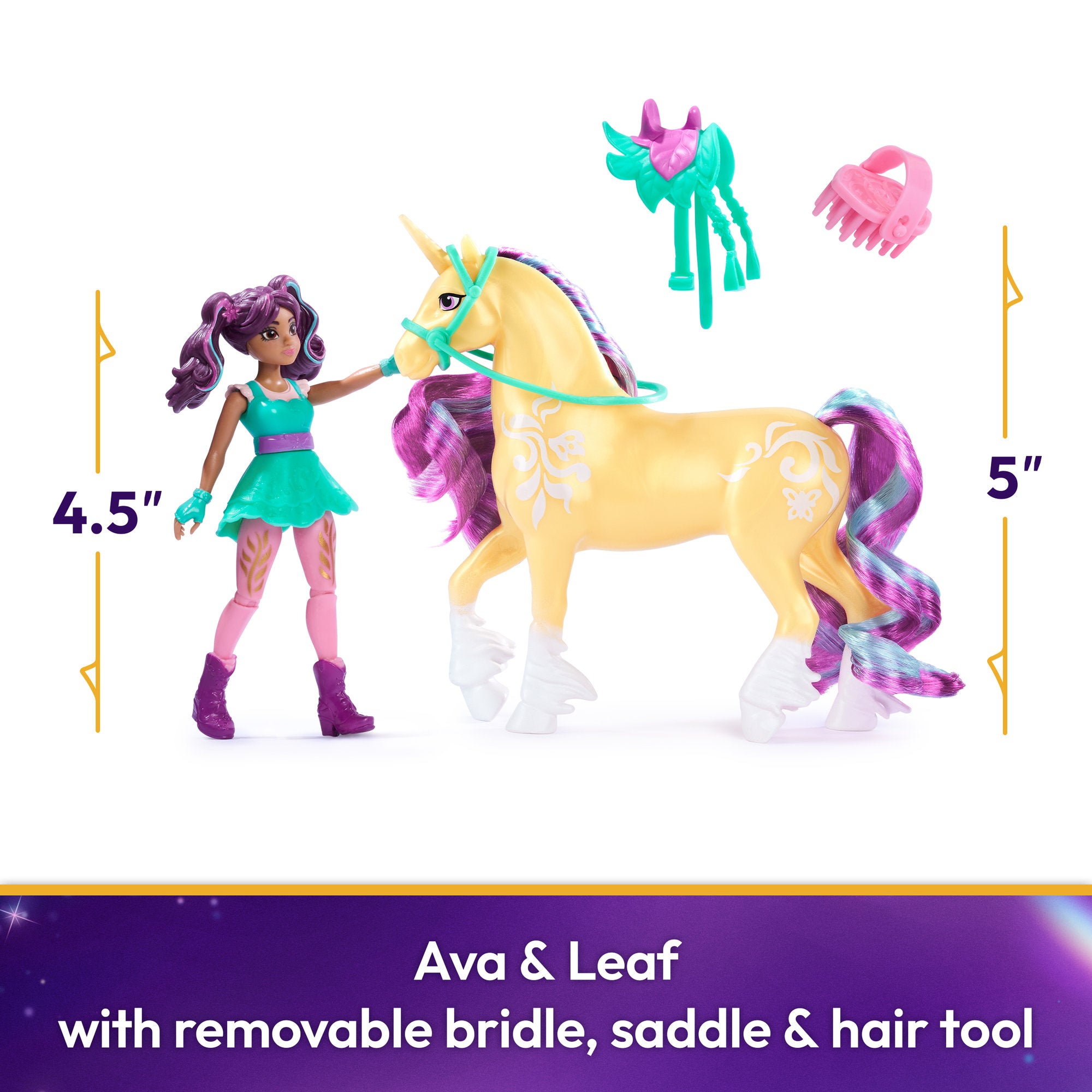 Unicorn Academy Small Doll And Unicorn Ava & Leaf