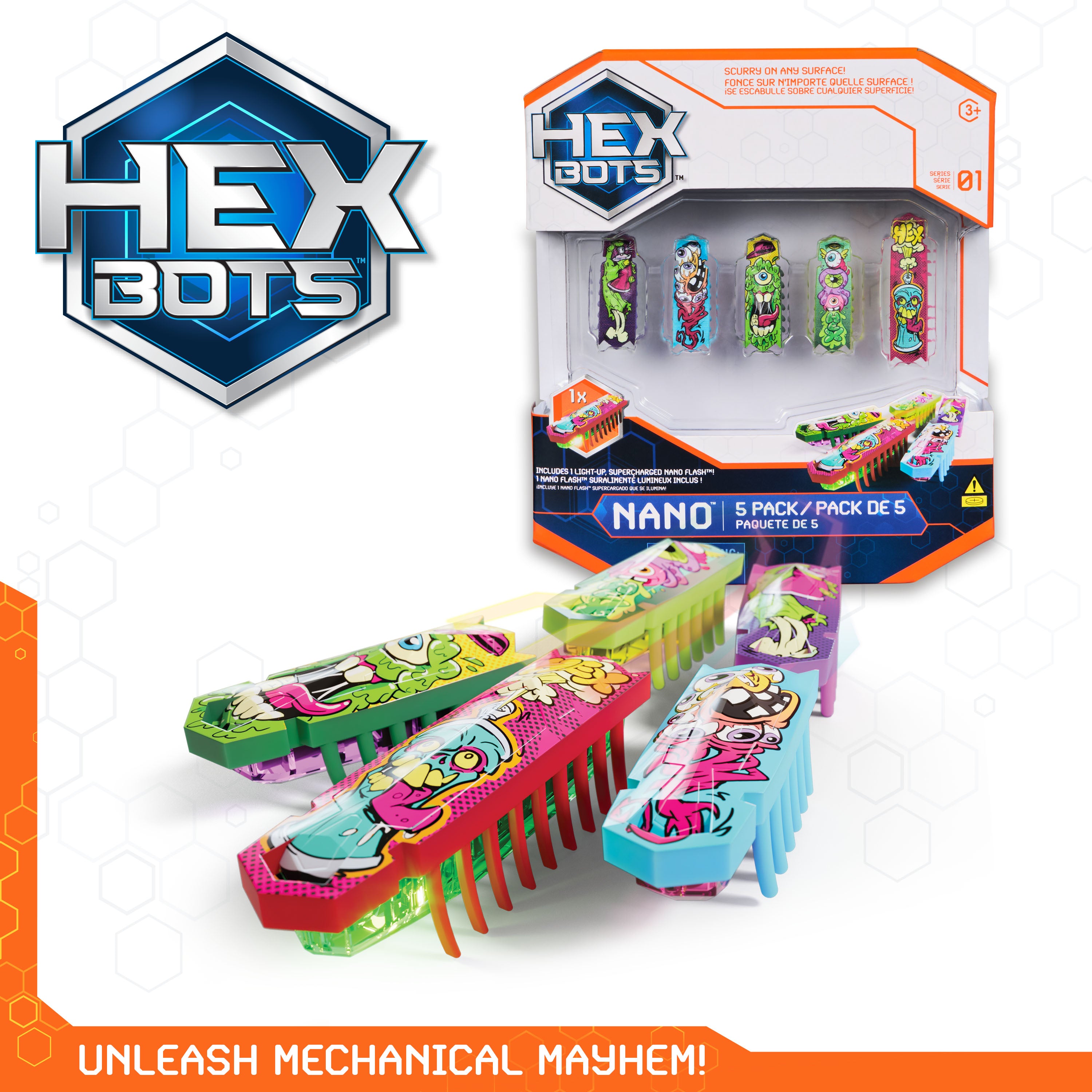 Hex Bots Flash Nano 5Pk Mixed