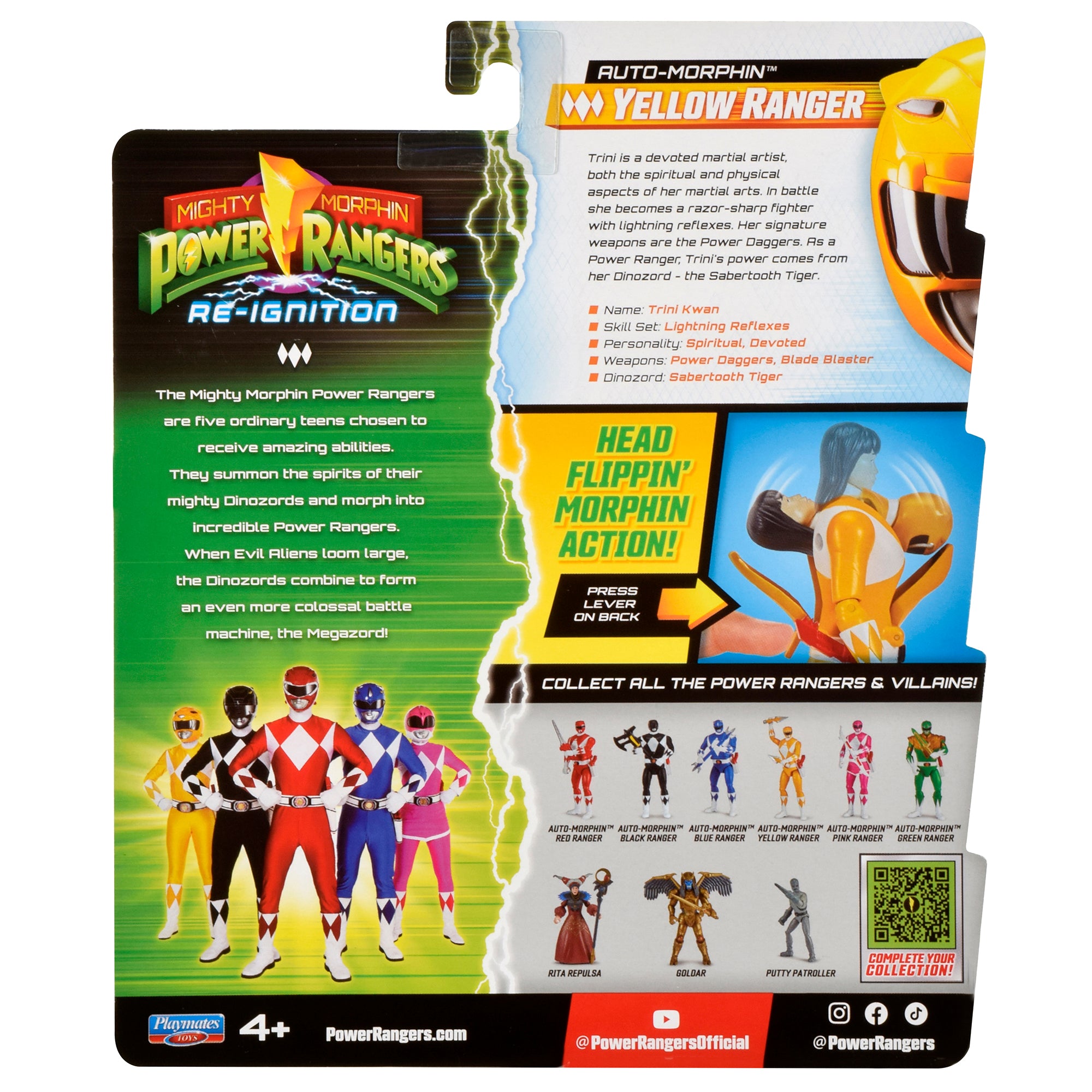 Mighty Morphin Power Rangers Auto-Morphin Figures - Yellow Ranger - Toyworld NZ