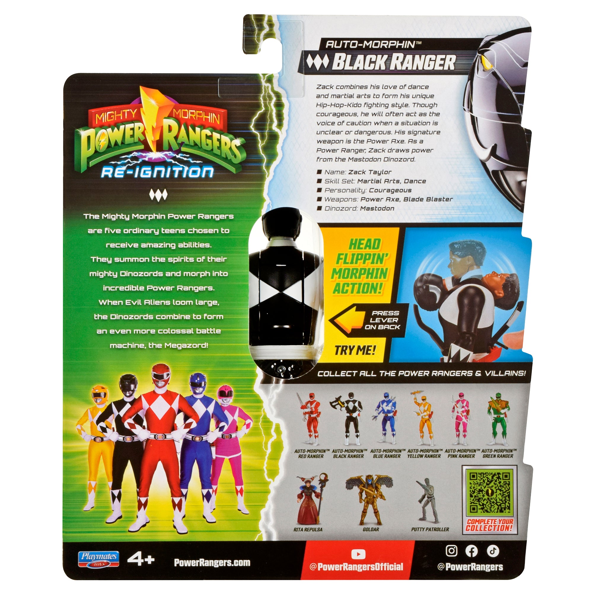 Mighty Morphin Power Rangers Auto-Morphin Figures - Black Ranger - Toyworld NZ