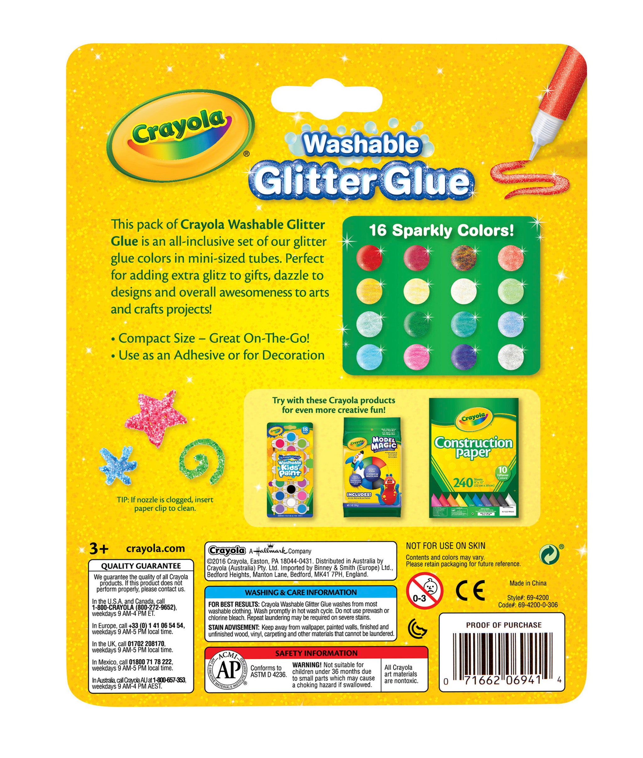 Crayola Pip Squeaks Washable Glitter Glue 16 Pack