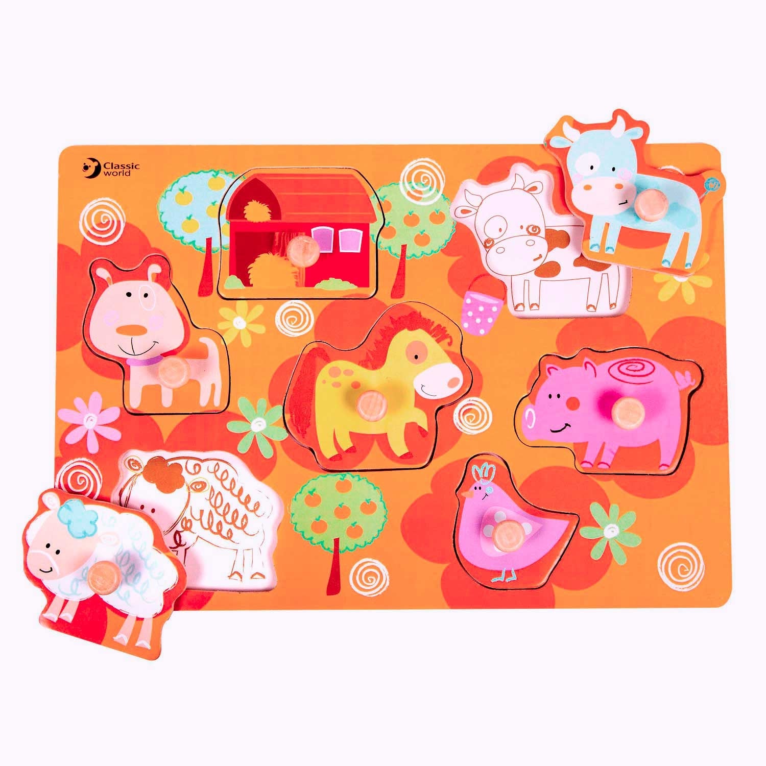 Classic World Farm Puzzle With Knobs