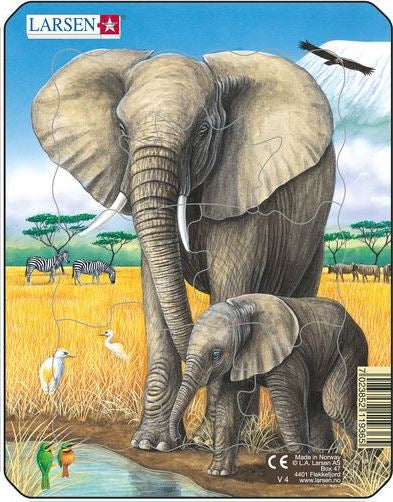 LARSEN WILD ANIMAL SMALL FRAME TRAY PUZZLE ELEPHANT AND CALF