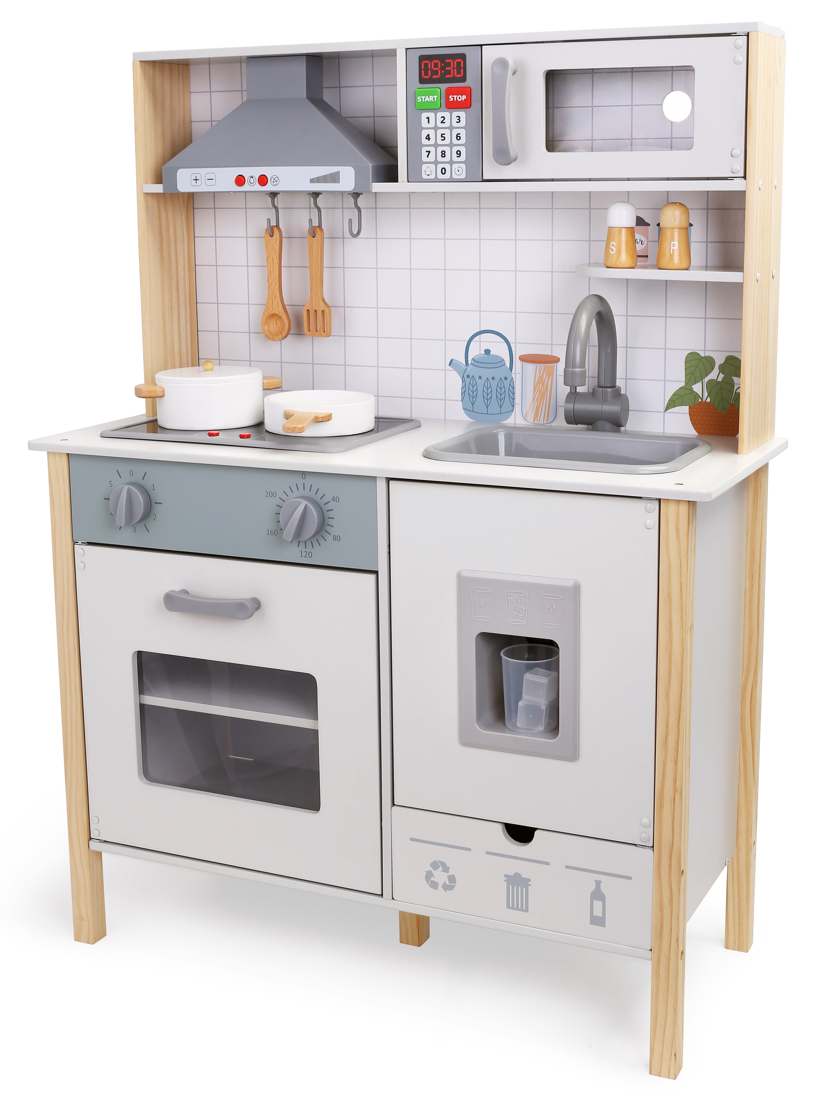 Wooden Play Kitchen With Cookware