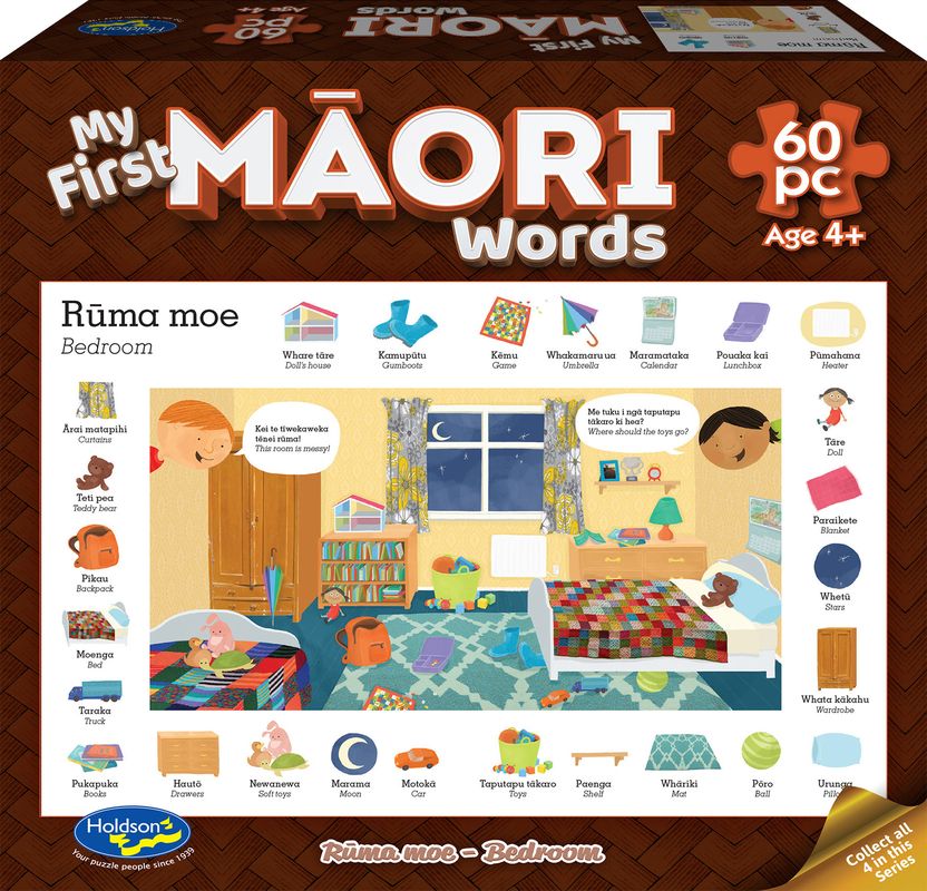 Holdsons My First Maori Words 60 Piece Puzzle Ruma Moe - Bedroom