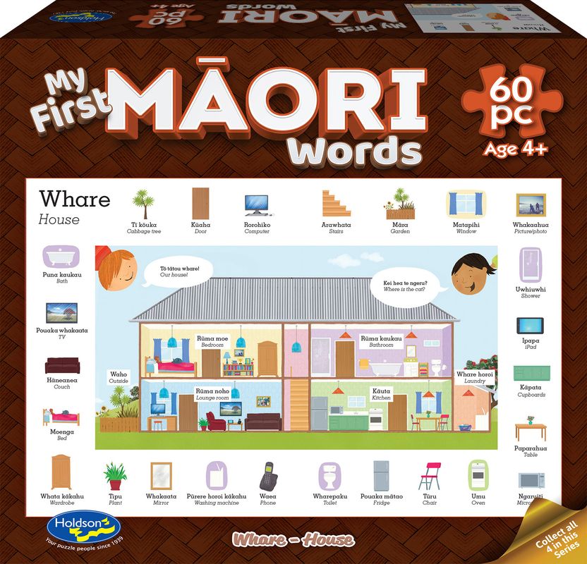 Holdsons My First Maori Words 60 Piece Puzzle Whare - House