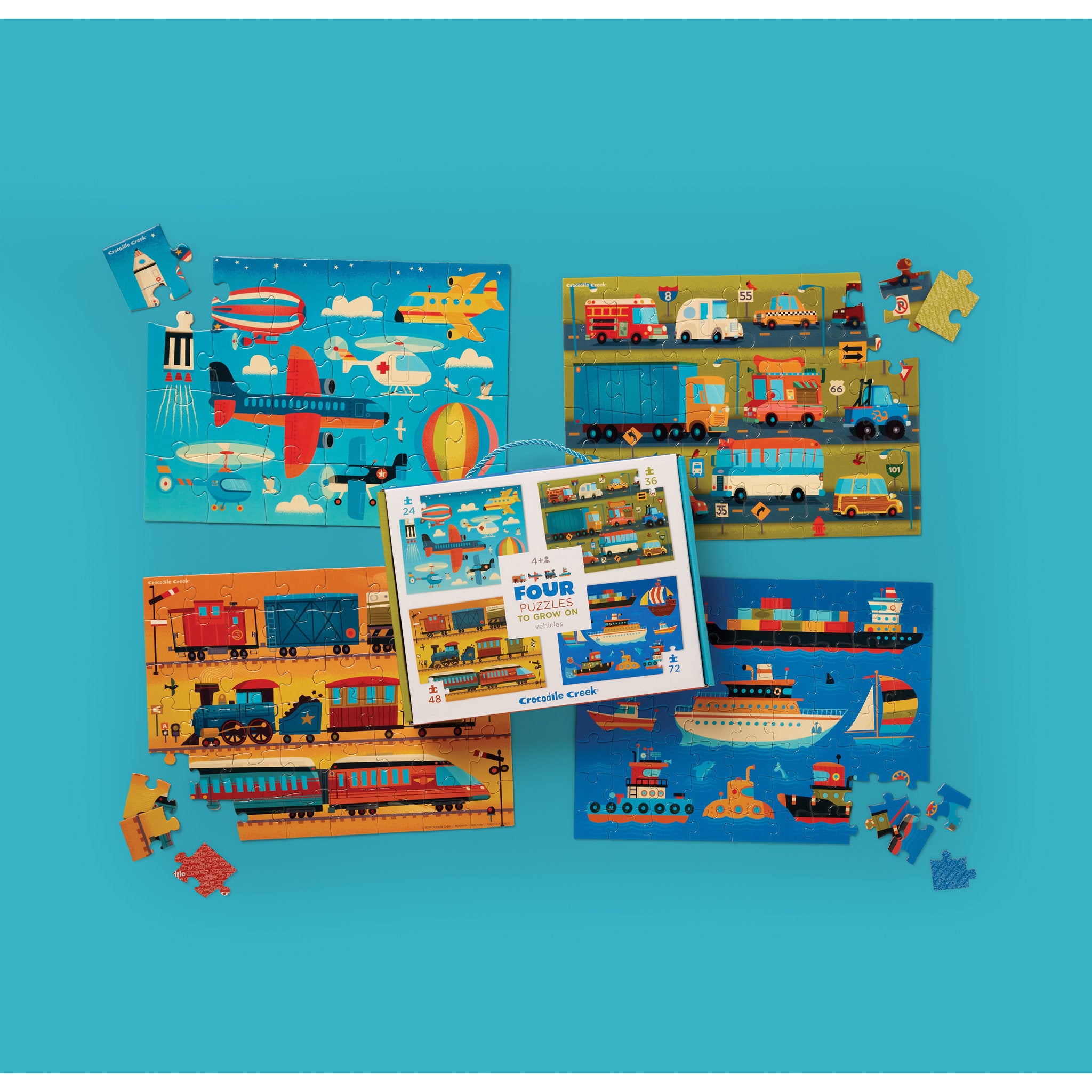 Croc Creek Four Puzzles Pack - Vehicles