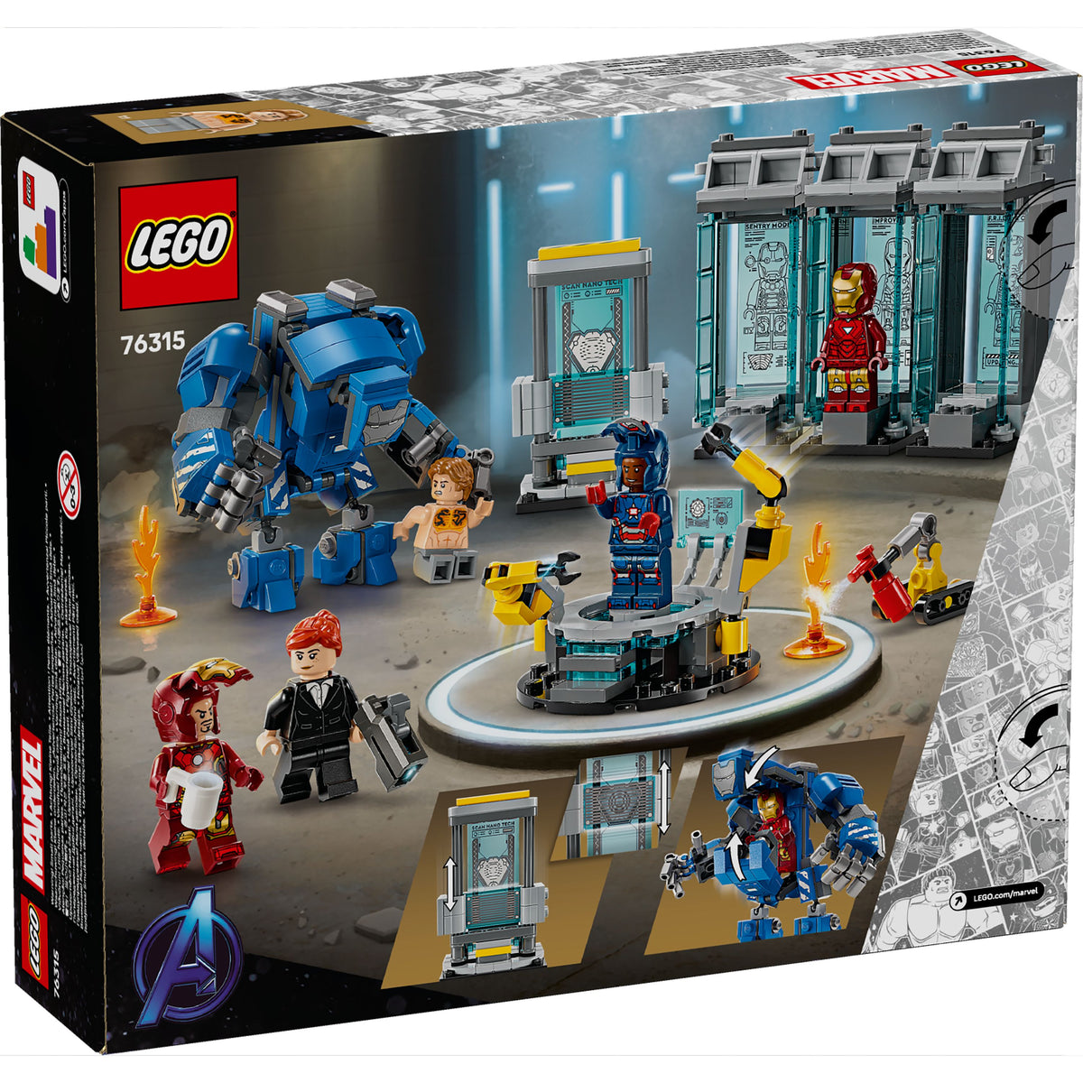 76315 LEGO 76315 Super Heroes Iron Man’s Laboratory: Hall of Armor – Toyworld NZ