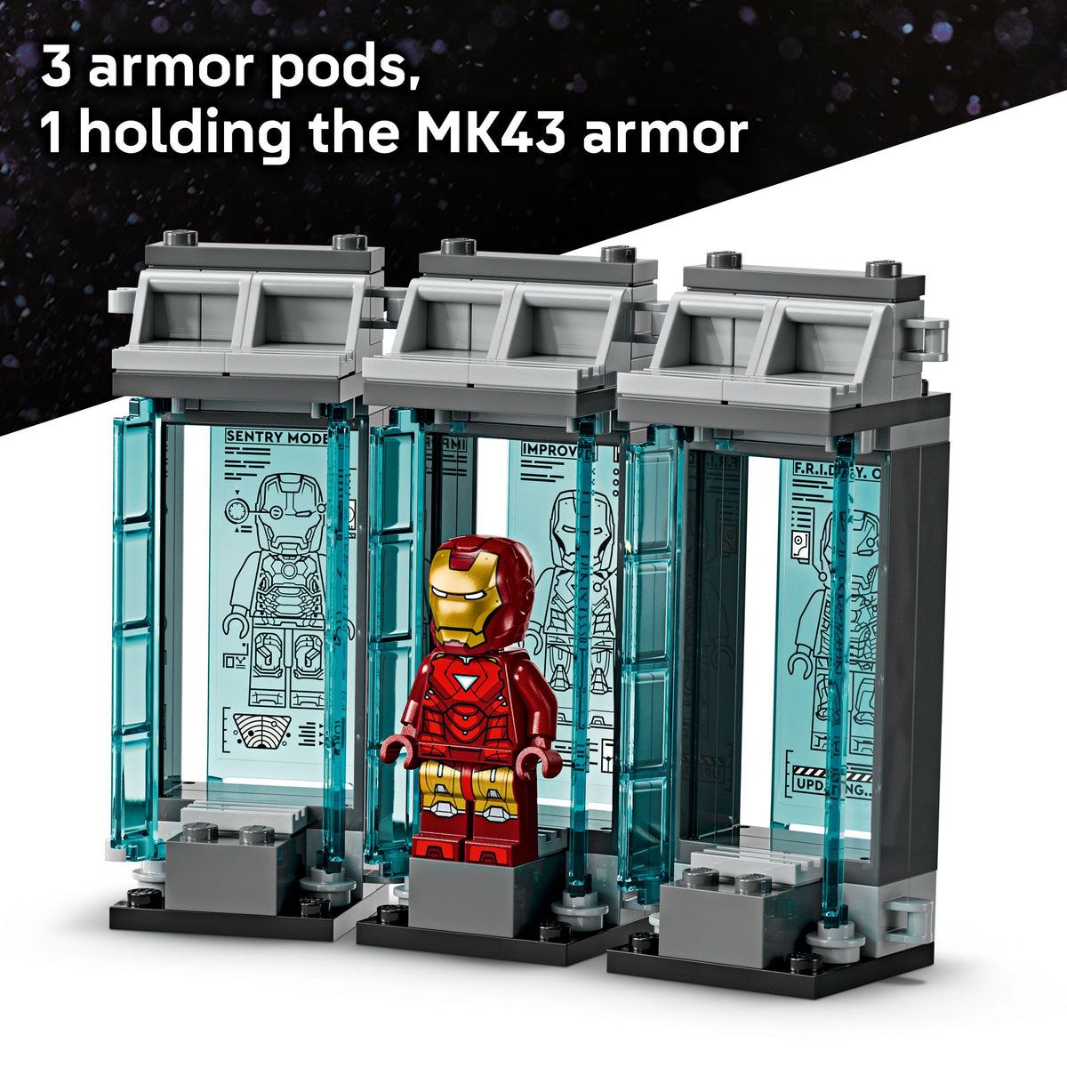 76315 LEGO 76315 Super Heroes Iron Man’s Laboratory: Hall of Armor – Toyworld NZ