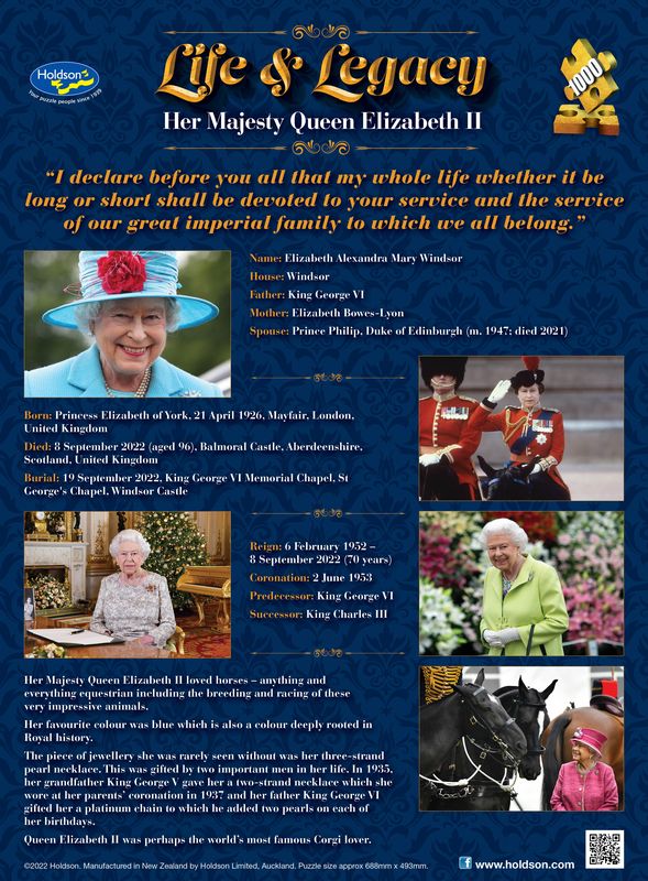 Life & Legacy Her Majesty Queen Elizabeth II 1926-2022 1000 Piece Puzzle