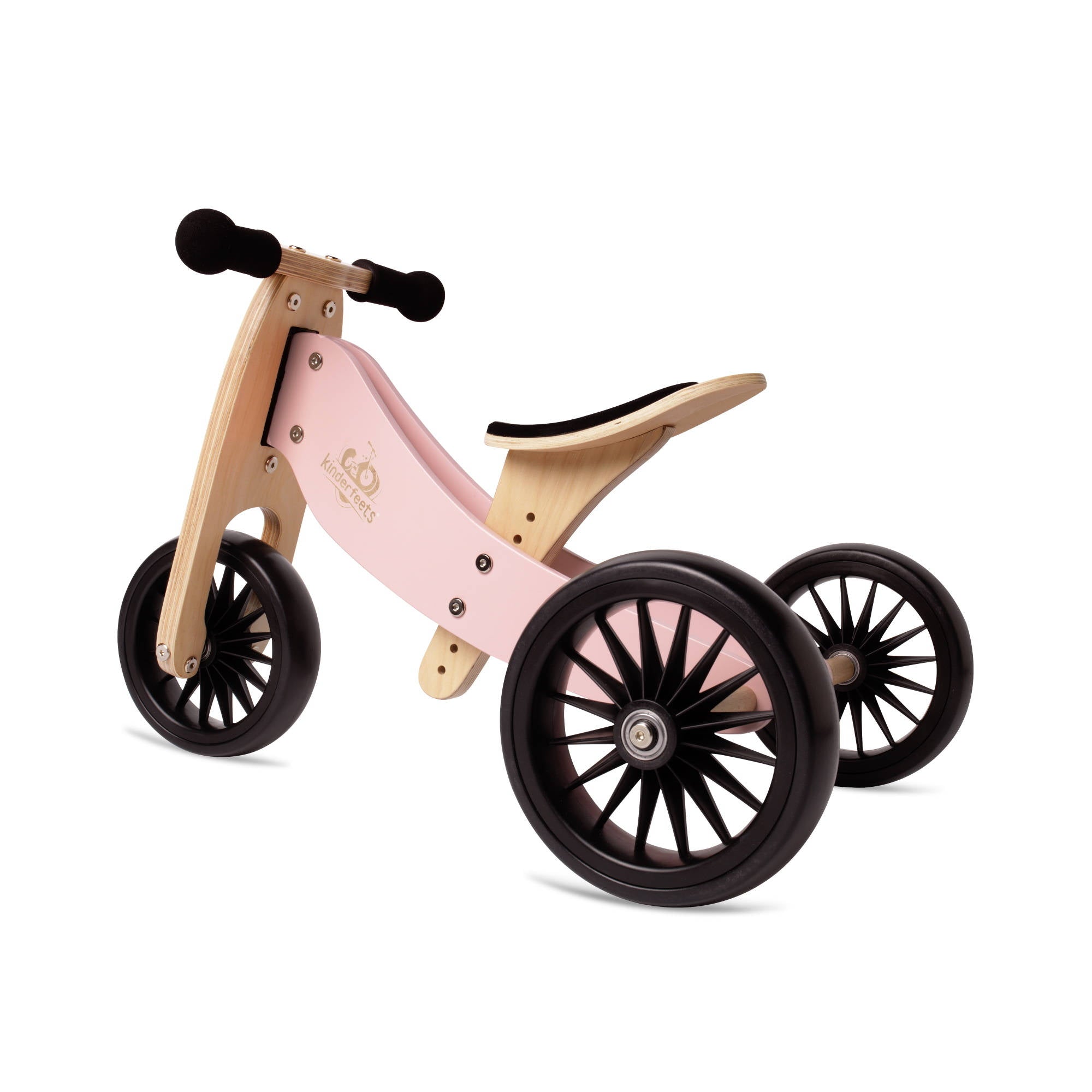 Kinderfeets Tiny Tot Plus Wooden Trike Rose Pink - Toyworld NZ