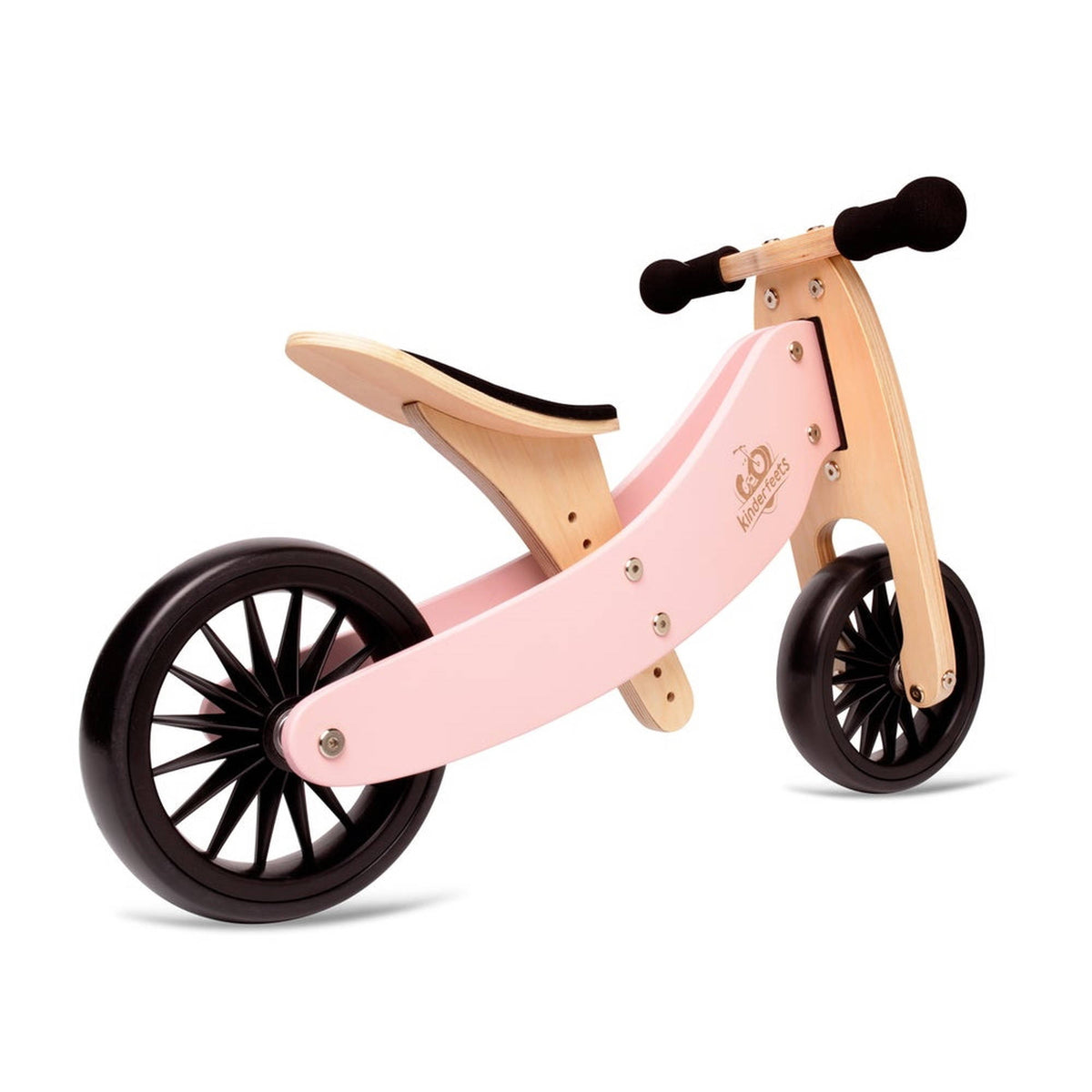 Kinderfeets Tiny Tot Plus Wooden Trike Rose Pink - Toyworld NZ