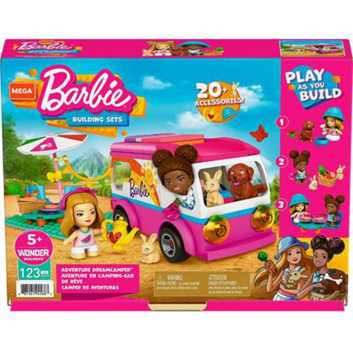 Barbie Constructable MEGA Construx Barbie Building Sets Adventure Dreamcamper 123 Pieces ...