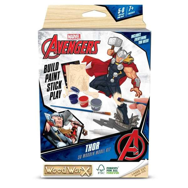 Colorific Wood WorX Marvel Avengers Thor 3D Wooden Model Kit