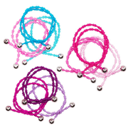 Pink Poppy Beaded Hair Elastic Trio