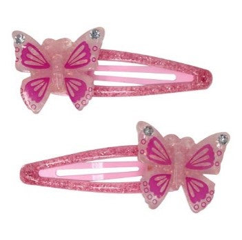 Pink Poppy Glitter Butterfly Hair Clip