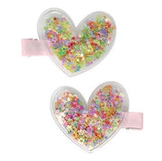 Pink Poppy Glitter Shaker Heart Hair Clip