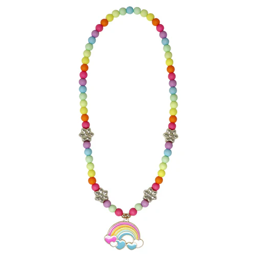 Pink Poppy Daisy Rainbow Necklace