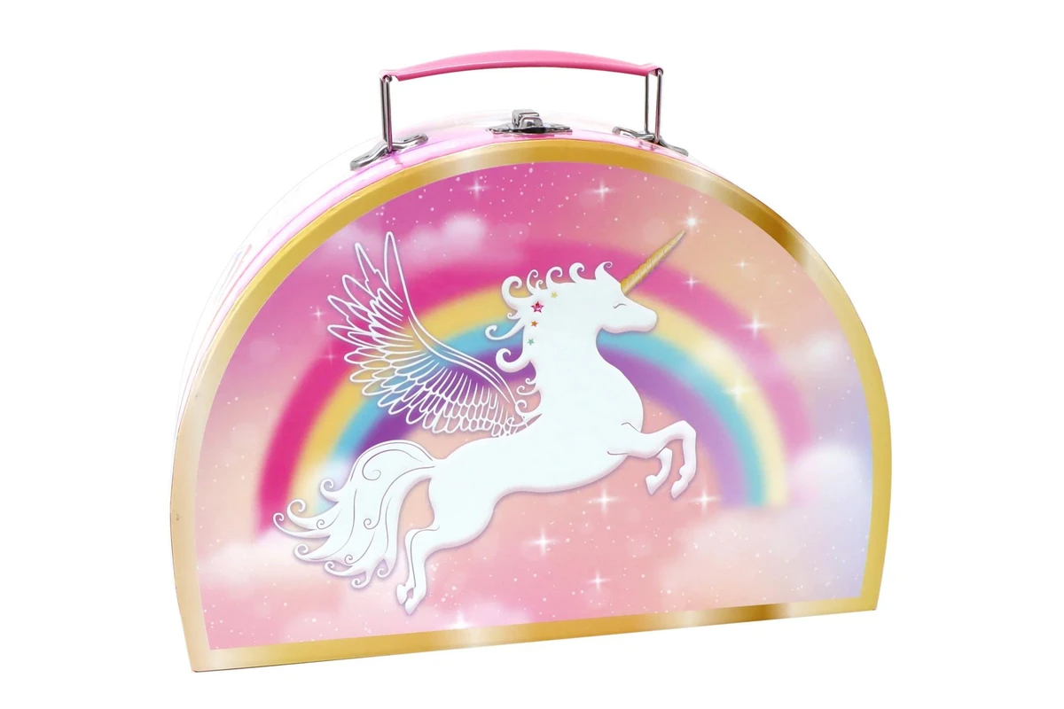 Pink Poppy Unicorn Dreamer 9 Piece Tin Tea Set In Carry Case