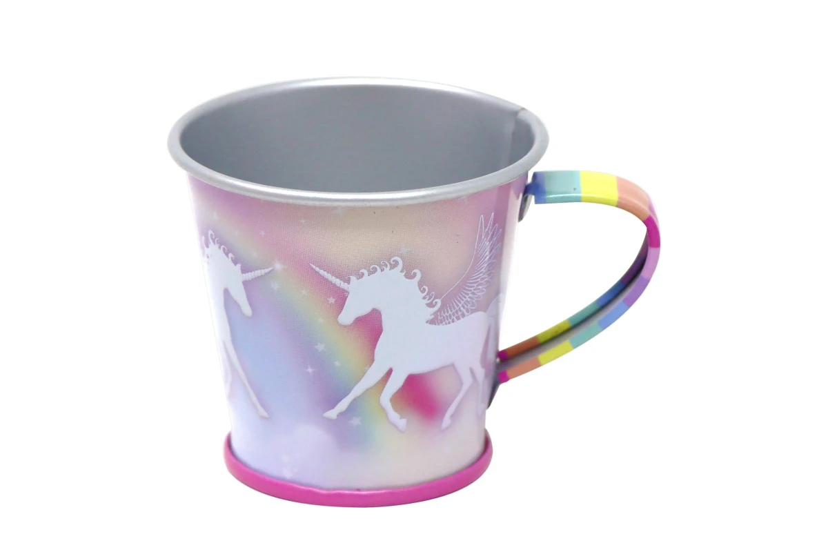 Pink Poppy Unicorn Dreamer 9 Piece Tin Tea Set In Carry Case
