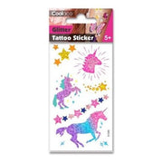 TEMP TATTOO GLITTERY STAR & UNICORN