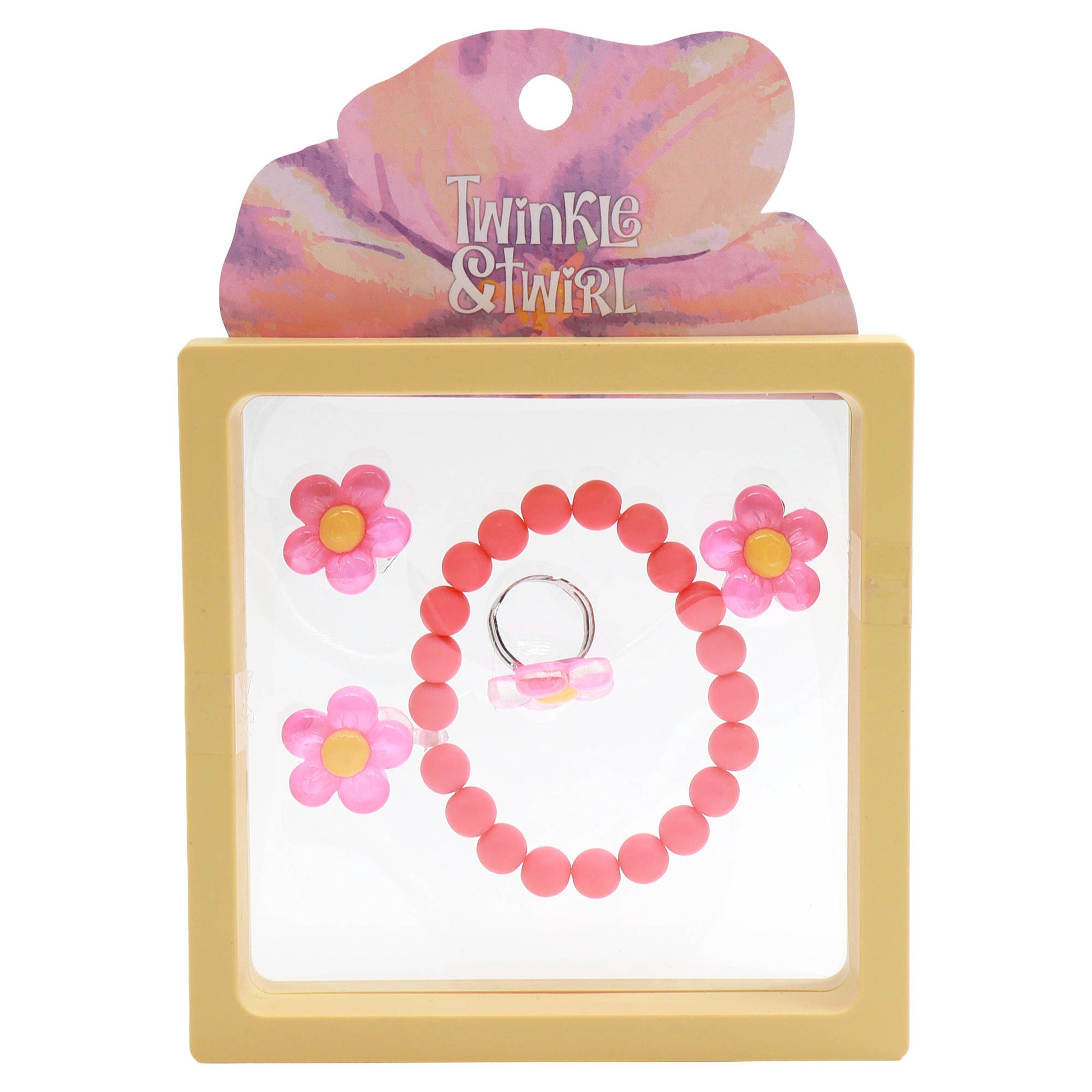 Twinkle & Twirl Flower Bracelet & Ring Set - Yellow - Toyworld NZ