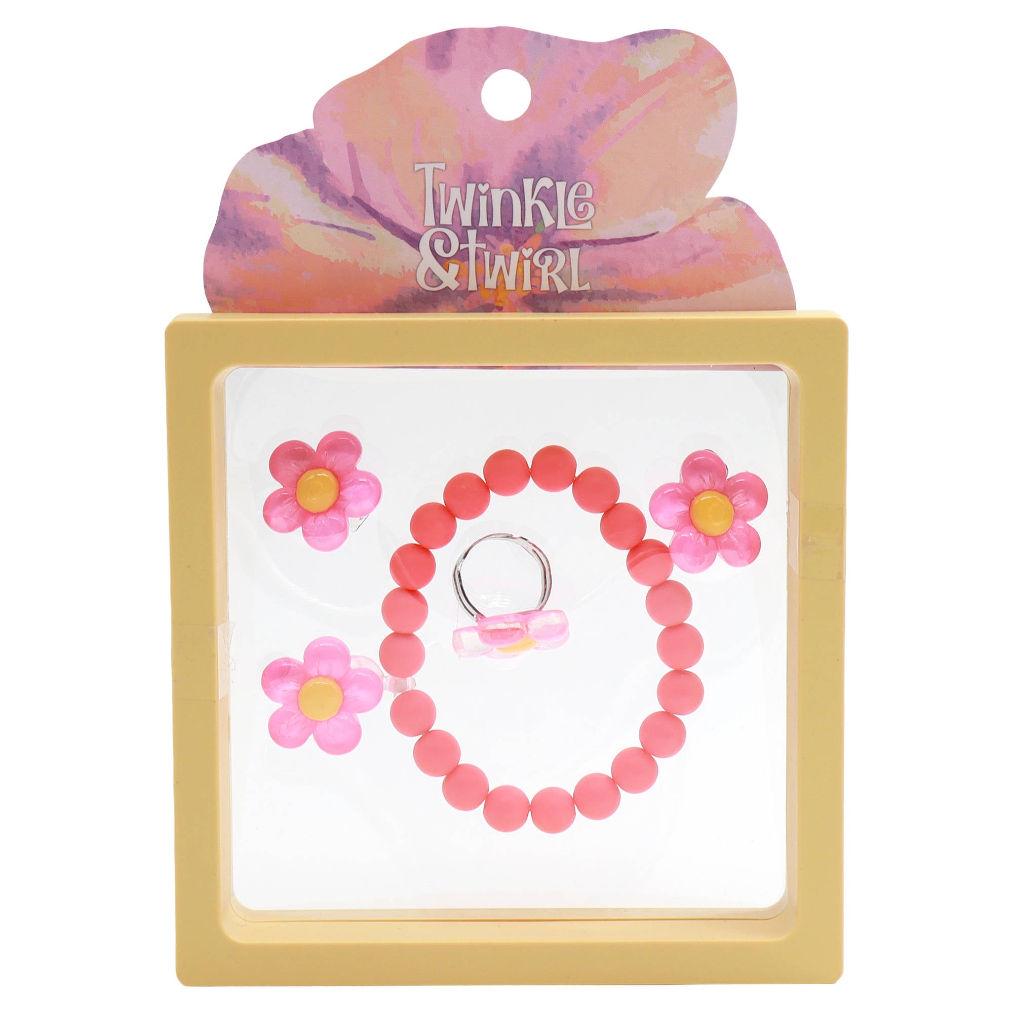 Twinkle & Twirl Flower Bracelet & Ring Set - Yellow - Toyworld NZ