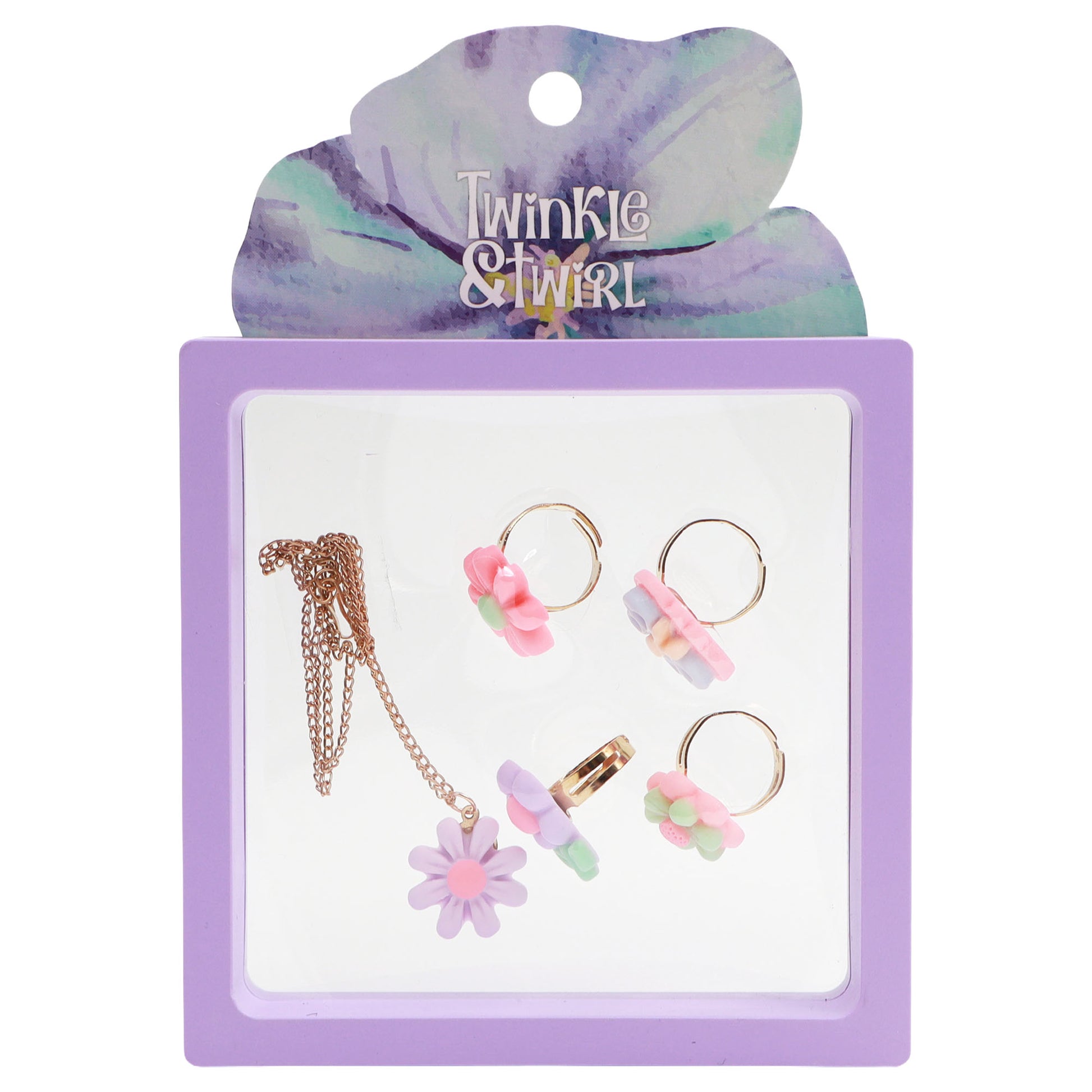 Twinkle & Twirl Flower Necklace & Ring Set - Lilac - Toyworld NZ