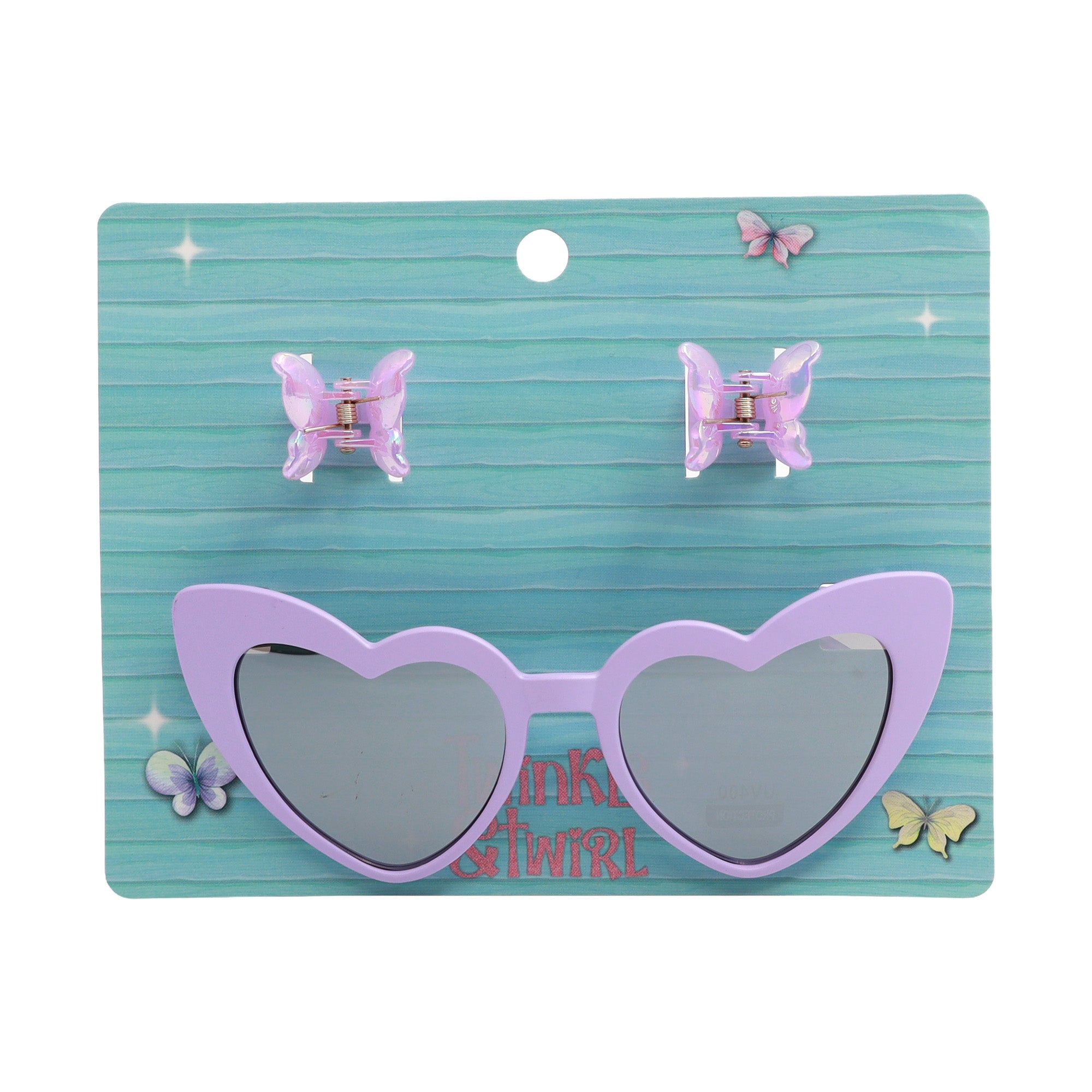Twinkle & Twirl Sunglasses & Clip Set - Lilac Heart - Toyworld NZ