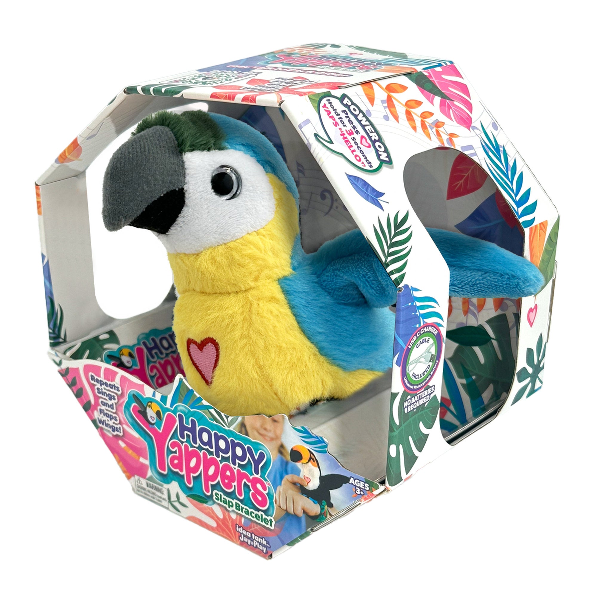 Happy Yappers Slap Bracelet Blue Parrot