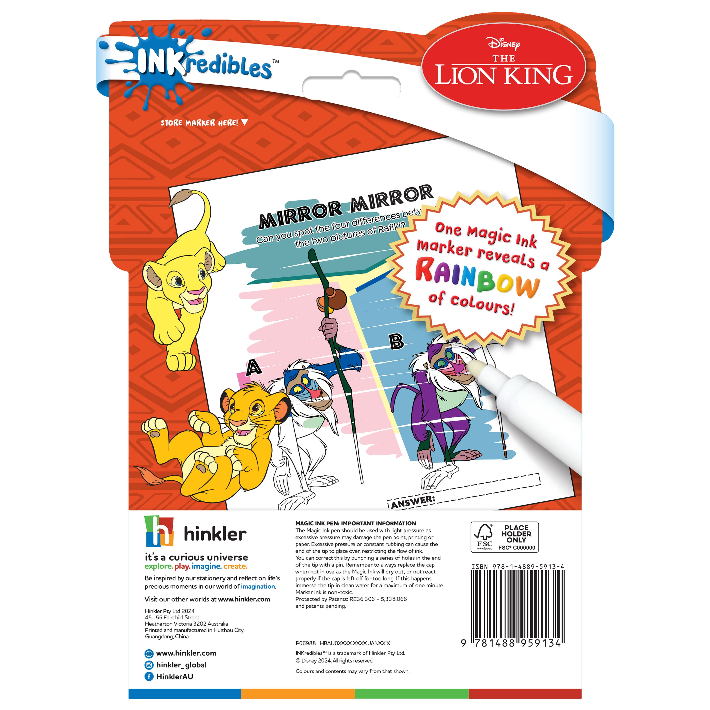 Inkredibles The Lion King Magic Ink Pictures - Toyworld NZ