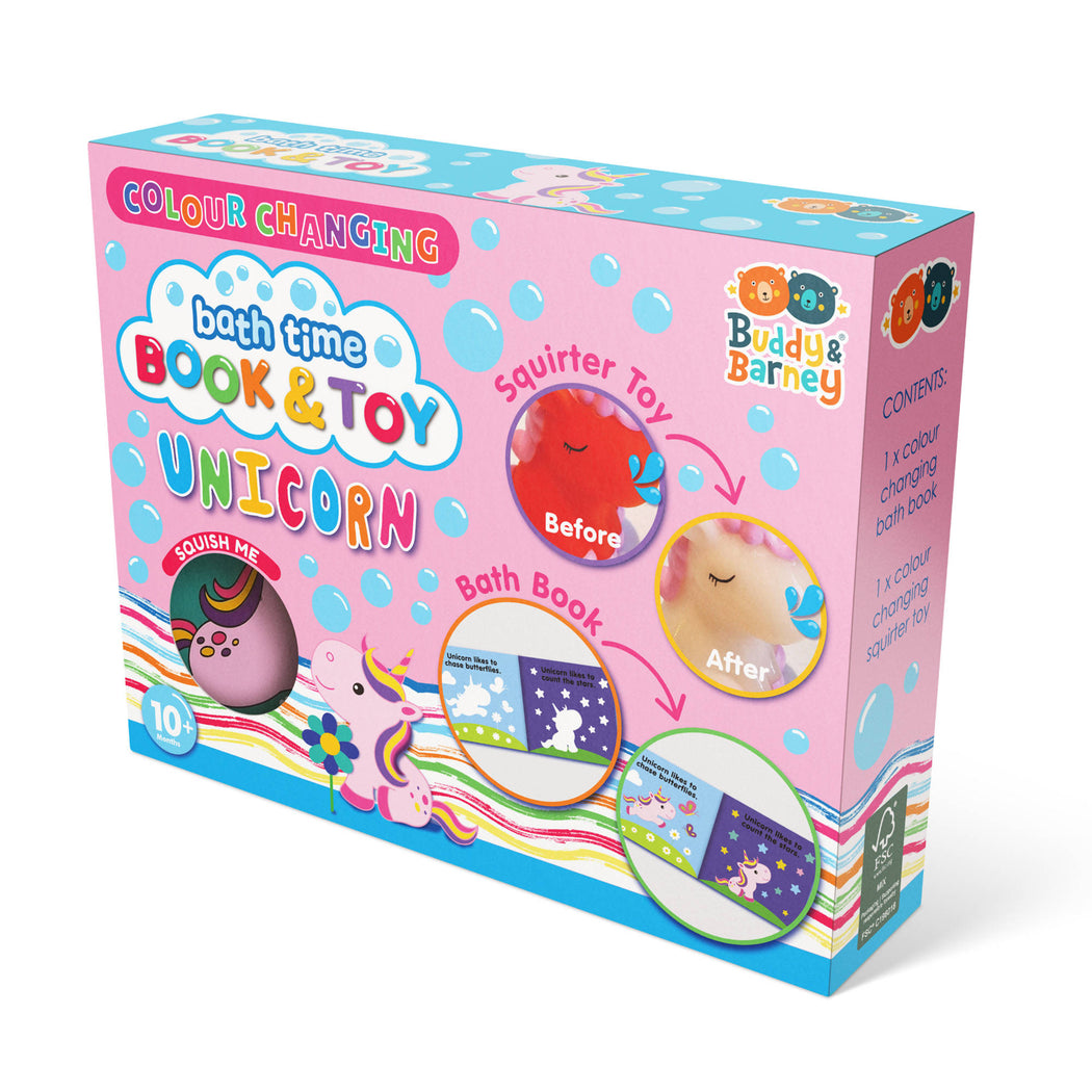 Buddy and Barney Bath Time Book & Toy - Unicorn - 1