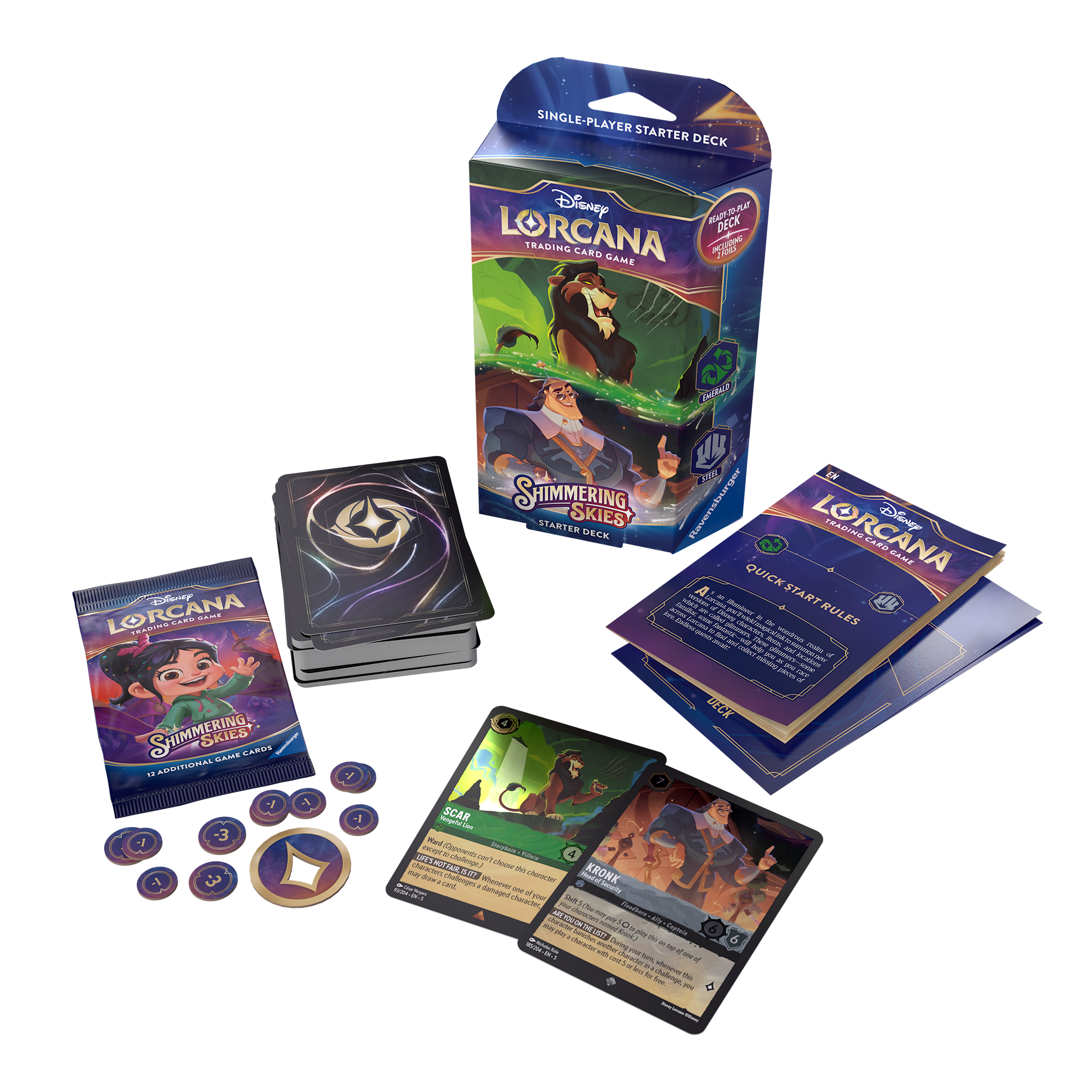 Disney Lorcana TCG S5 Shimmering Skies Starter Deck – Emerald & Steel
