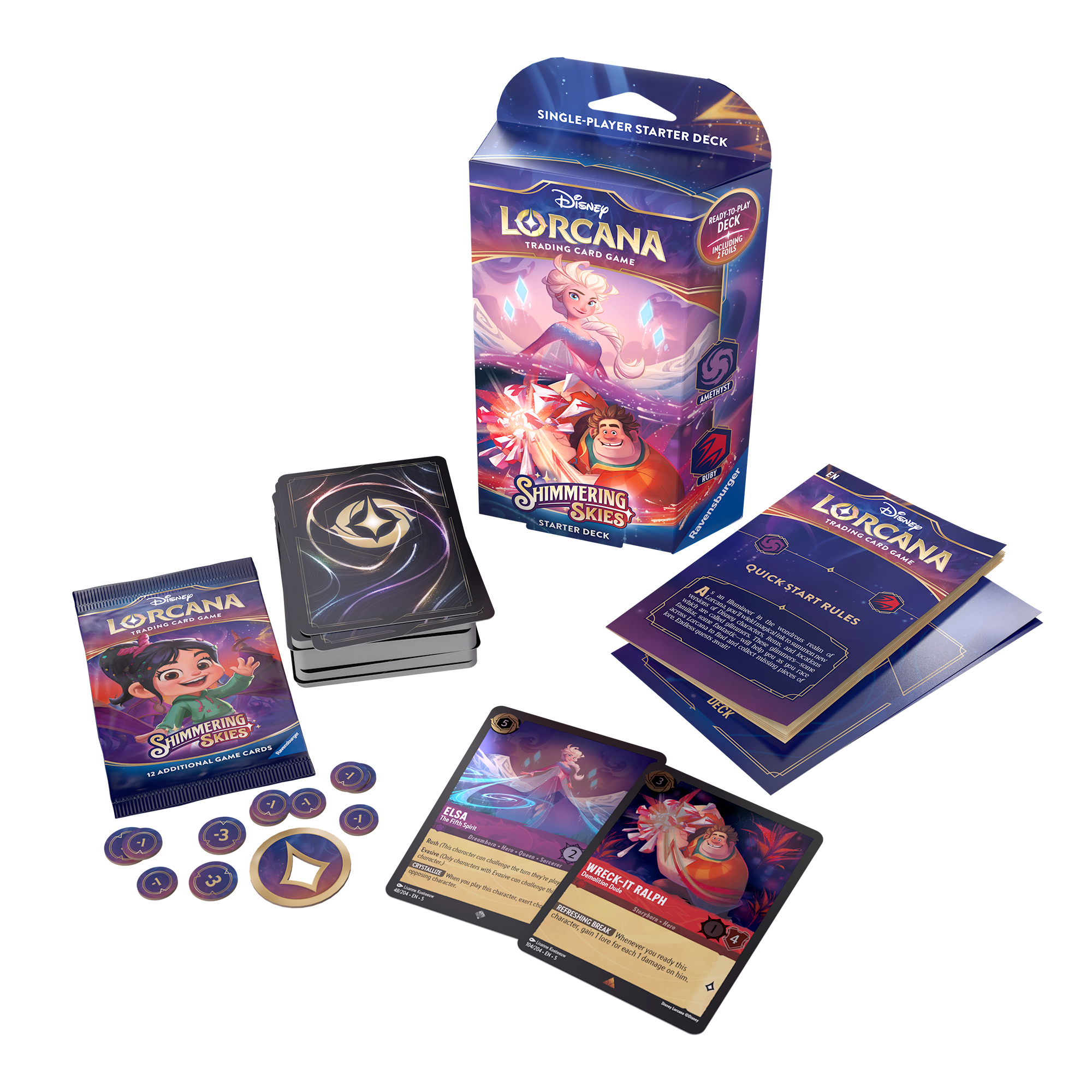 Disney Lorcana TCG S5 Shimmering Skies Starter Deck – Amethyst & Ruby