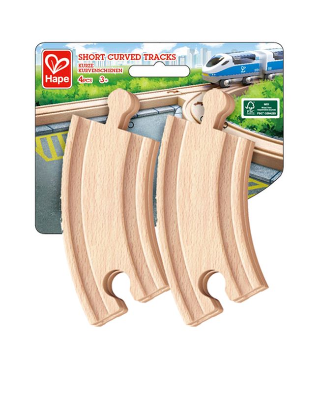 Hape Railway Short Curved Tracks 4 Pack