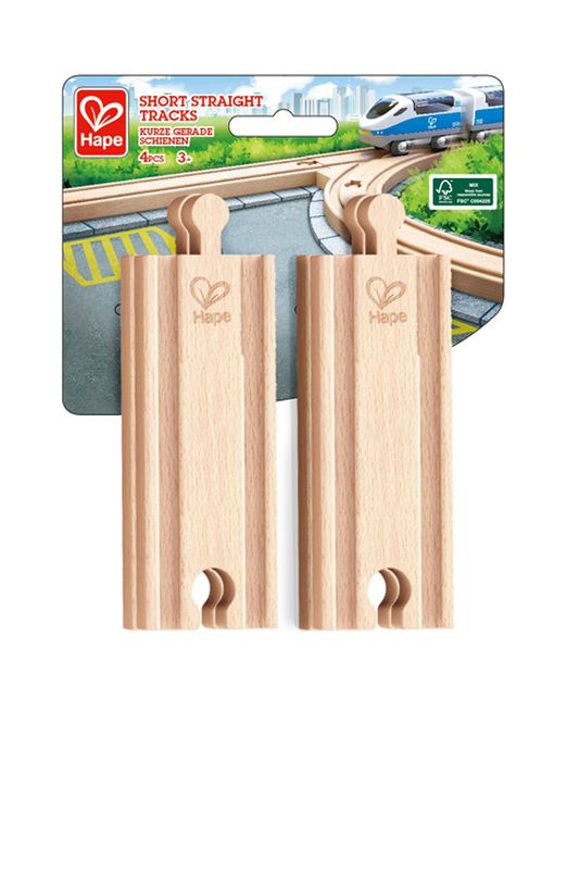 Hape Railway Short Straight Tracks 4 Pack