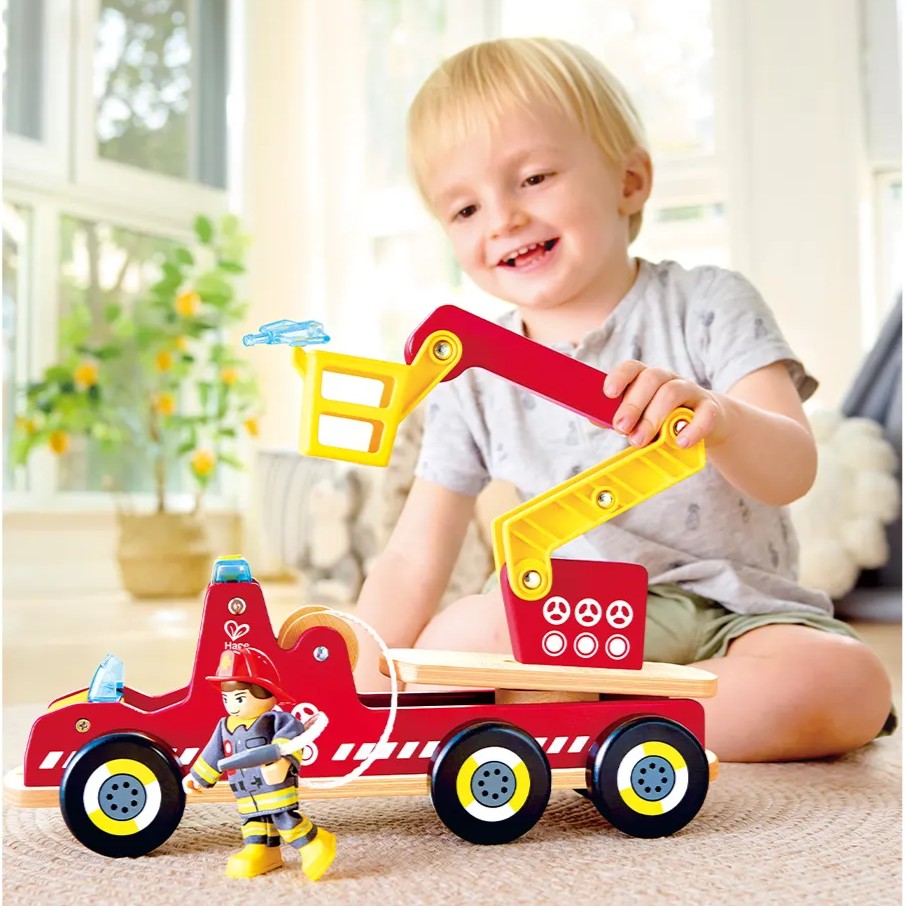 Hape Siren & Lights Toy Fire Truck