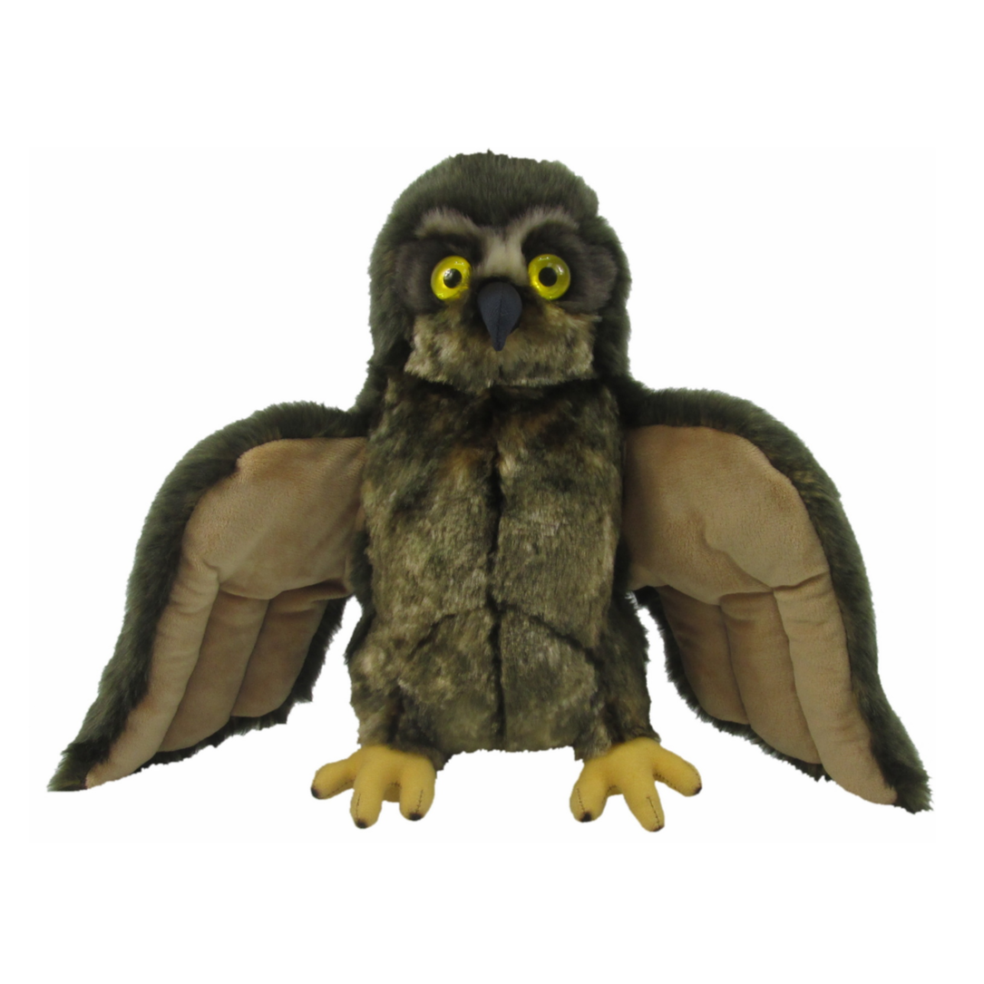Antics Morepork owl Puppet With Sound soft toy.